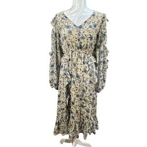 moon river cream puff sleeve midi dress Puff Sleeve Midi Dress